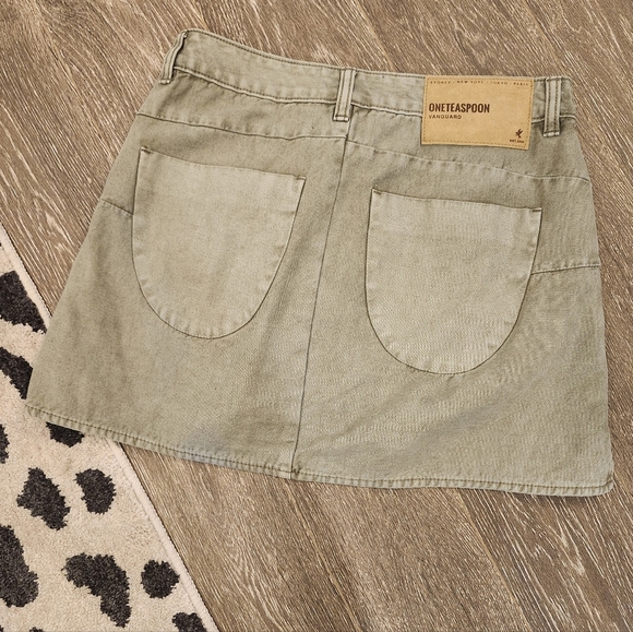 One Teaspoon Vanguard Mid Rise Relaxed Denim Skirt In Olive Size 27 Brand New - Picture 5 of 13